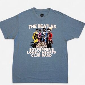 The Beatles Sgt Peppers Lonely Hearts Club Band Graphic Tee Mens L Heather Blue